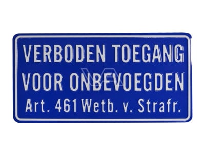 Verboden Toegang geperst metaal 40 x 20 cm